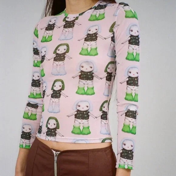 Sandy Liang Abrons Longsleeve Mesh Top - Picture 2 of 3